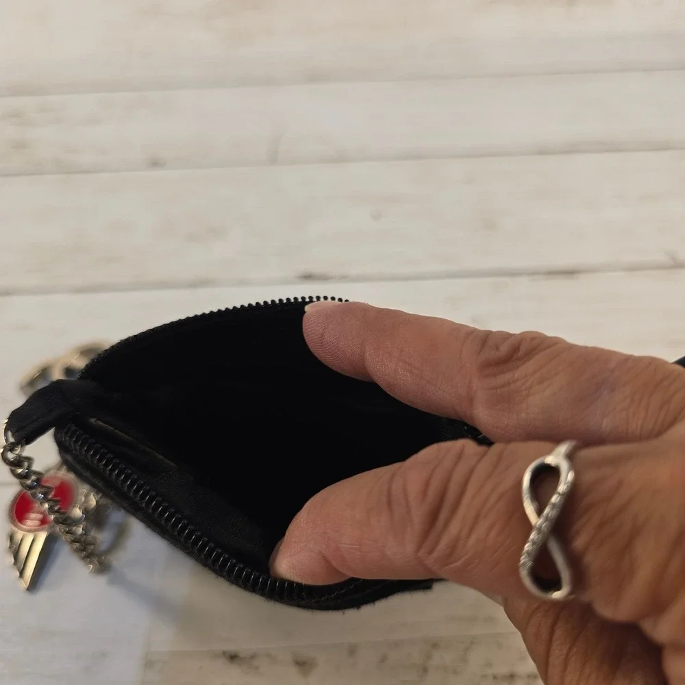 Home Interiors Black Rose Coin Pouch Mini Cooper CC Charms Zipper Wallet